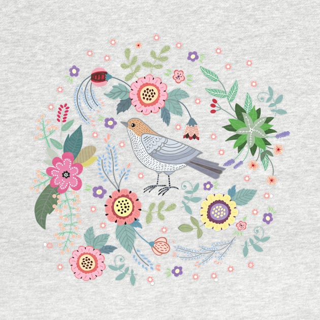 Beautiful bird in flowers by AnnaY 